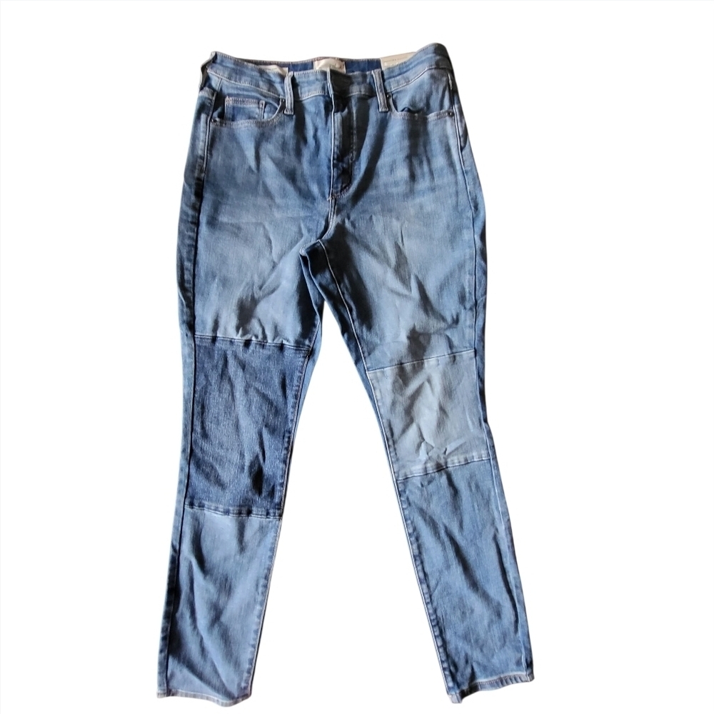 Universal Thread Blue Retro Patchwork Hi Rise Skinny Jeans Women's Size 10 NWT